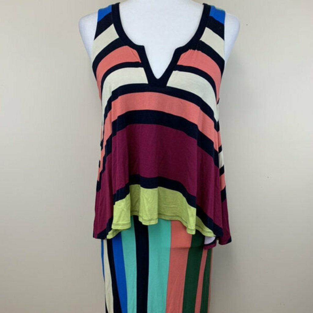 Maeve Anthro Davidno Stripe Jersey Peplum Dress